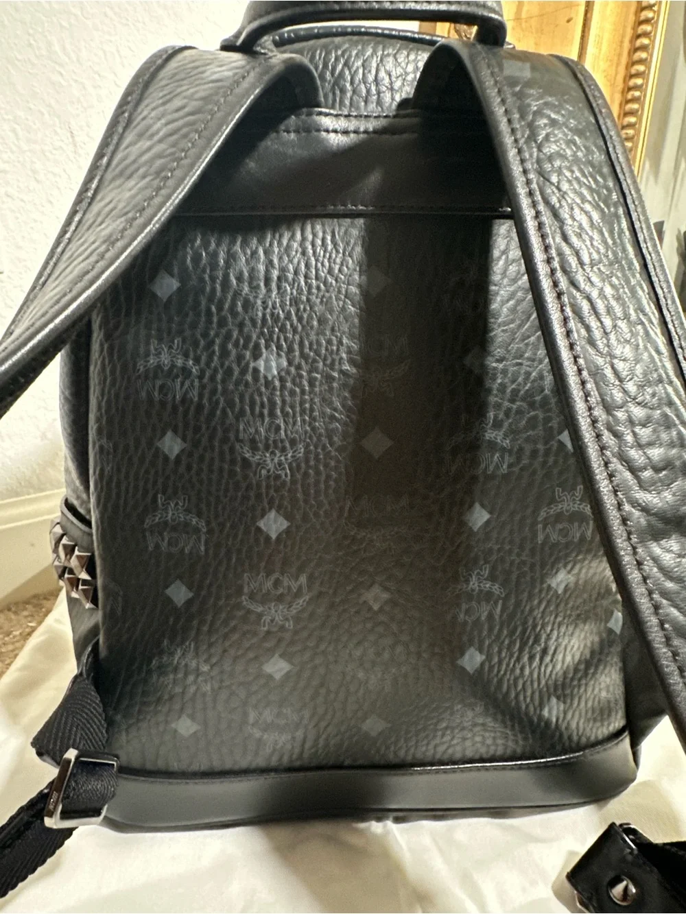 Worn Once MCM Stark Side Studs Small Backpack in Visetos Black $1330